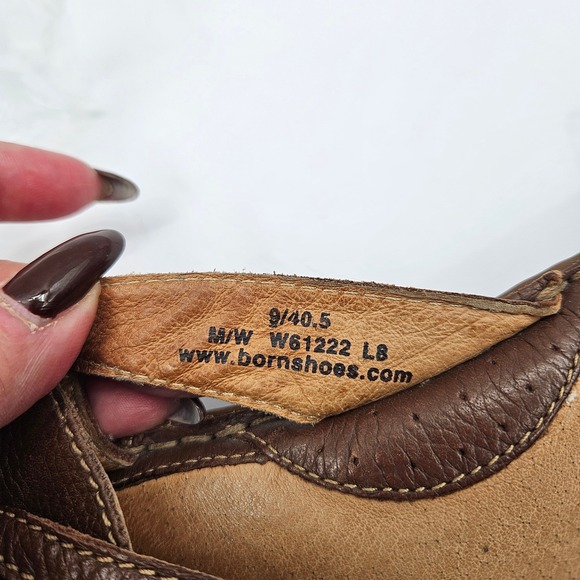 Born Brown Leather Cross Strap Thong Sandals Women's Size 9 40.5 - Picture 11 of 11